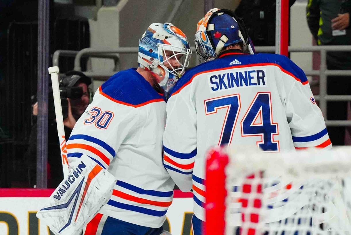 Edmonton Oilers goaltender Stuart Skinner Calvin Pickard