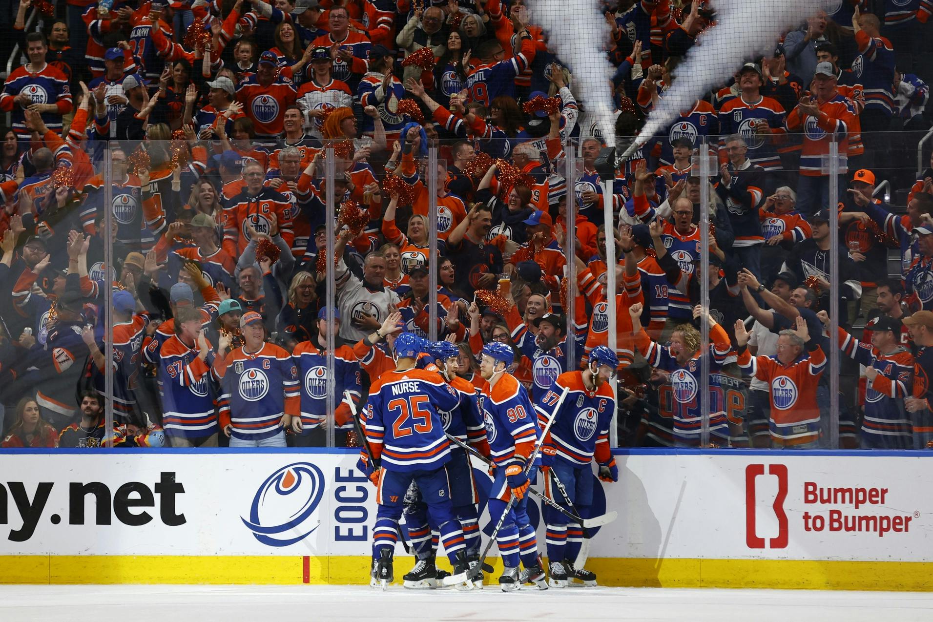 Edmonton Oilers celebrate goal at Rogers Place